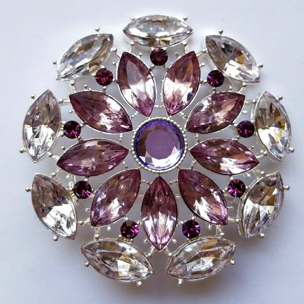 Purple Rhinestone KMN brooch